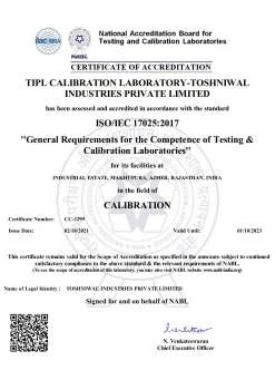 Toshniwal Industries NABL accredited laboratories Certificate